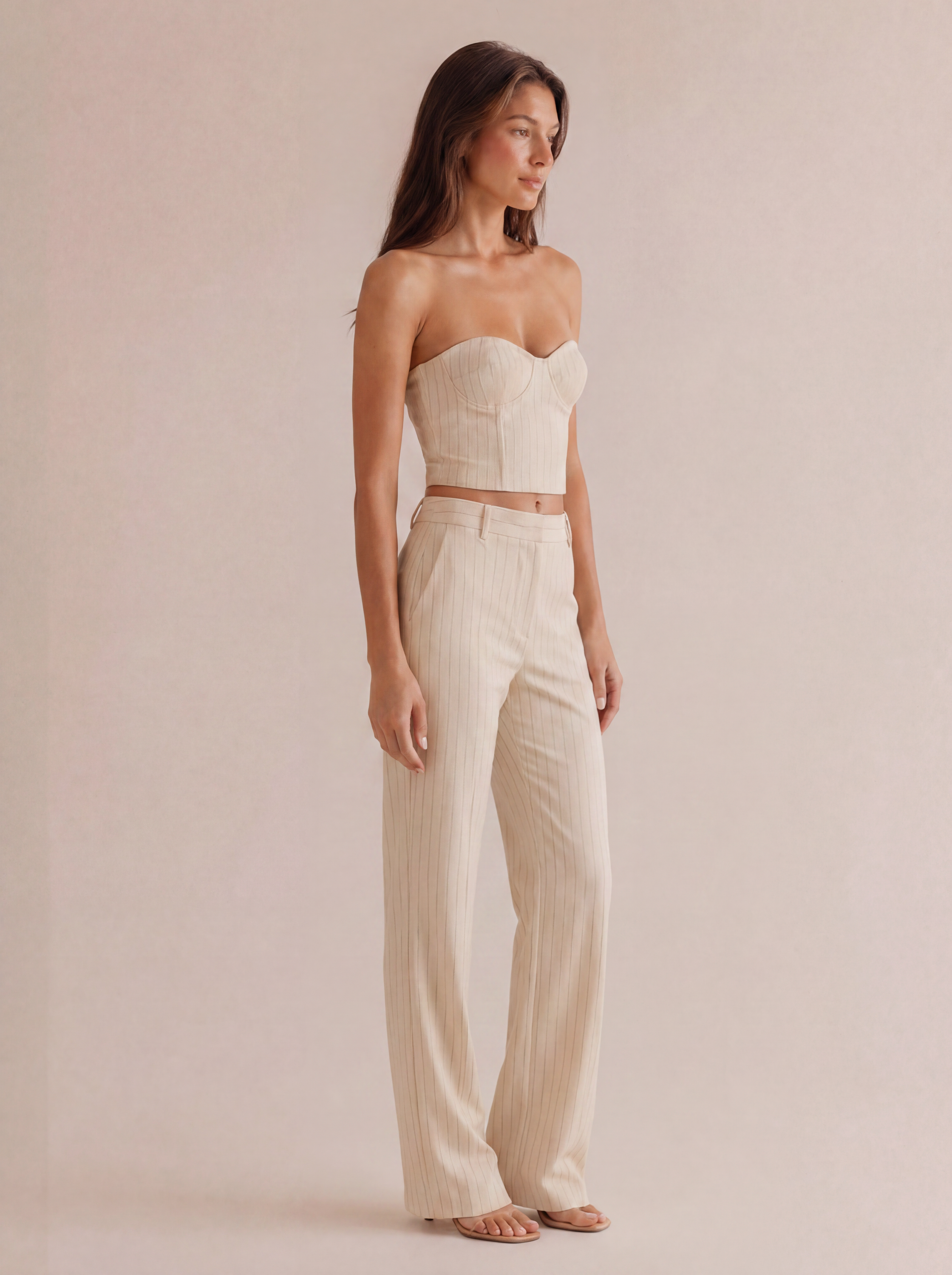 Pinstripe Strapless Bustier & Trouser Set